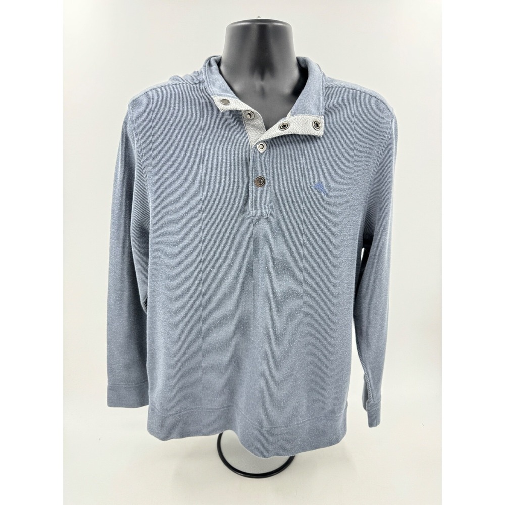 Tommy Bahama Men's Cold Springs Mock Neck Long Sleeve Sweater‎ Size Large L Blue